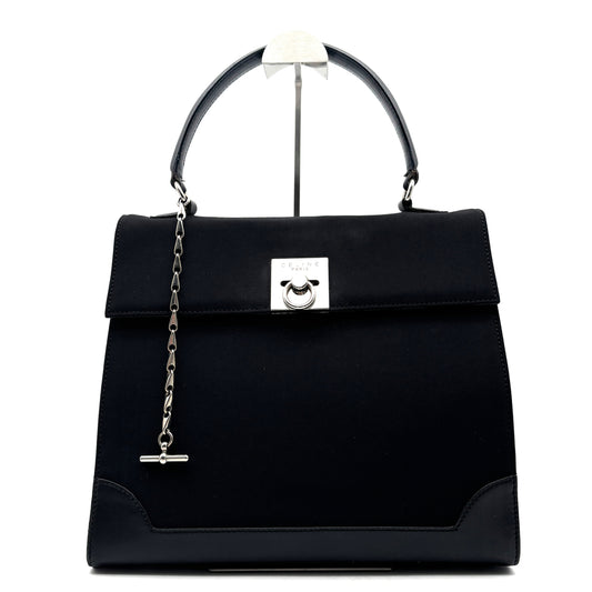 Vintage RARE Céline Black Top Handle Bag with Silver-Tone Turn-Lock - additional view 2