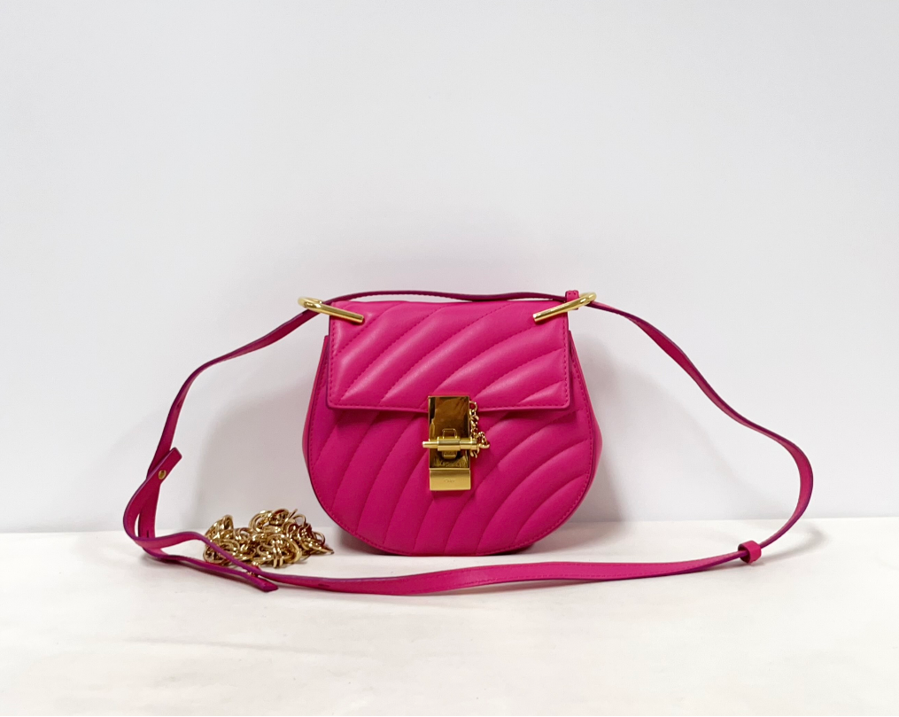 Chloé Drew Bijou Convertible 2-Way Quilted Shoulder & Crossbody Mini Bag – Fuchsia Pink