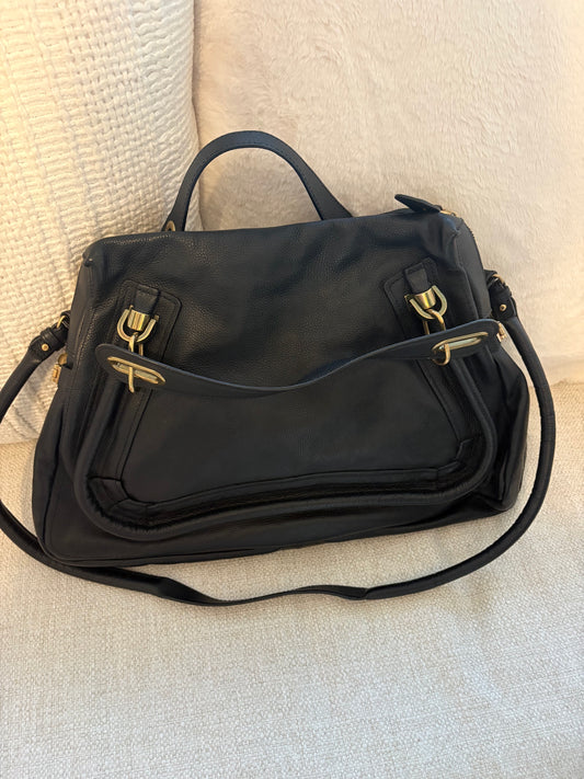 Chloe Paraty Leather Handbag – Black with Gold-Tone Hardware