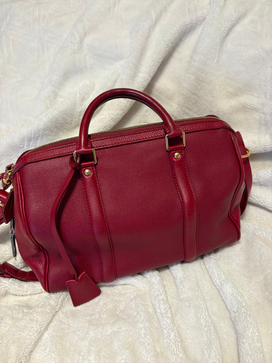 Louis Vuitton Sofia Coppola PM Boston Bag Burgundy Red Leather Collector's Item