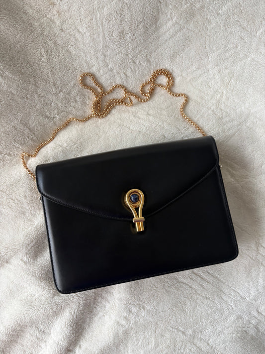 *New Pics* Vintage Gucci 1970 Tiger Eye Leather Chain Shoulder Bag- Rare