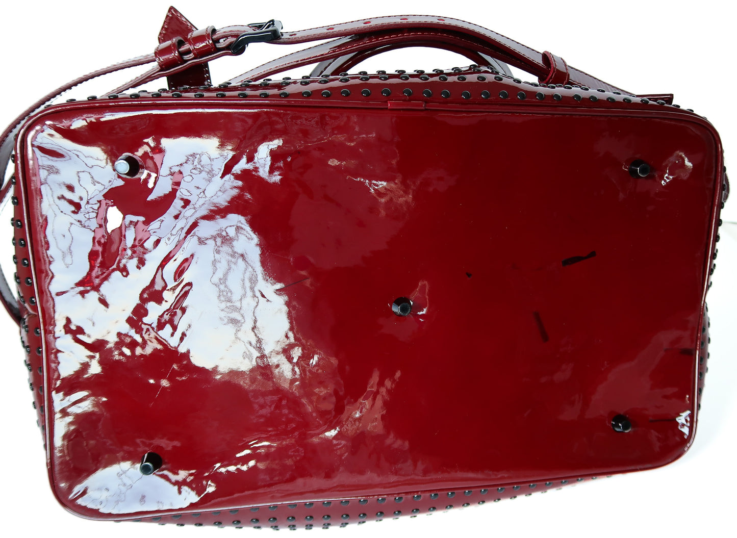 Burberry Large Lowry Studded Quilted Patent Leather Tote – Burgundy - additional view 13
