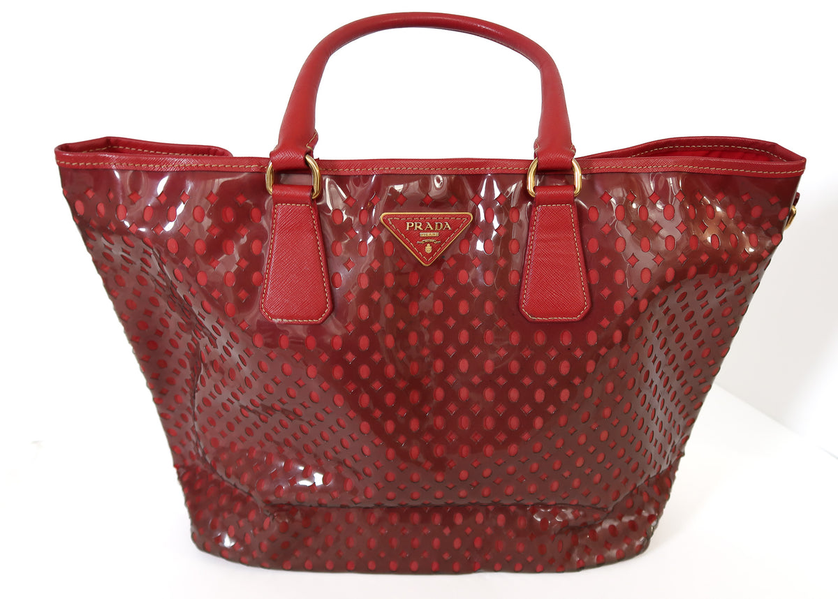 Prada Lake Ride Limited Edition Perforated Tote with Pouch – Red - additional view 4
