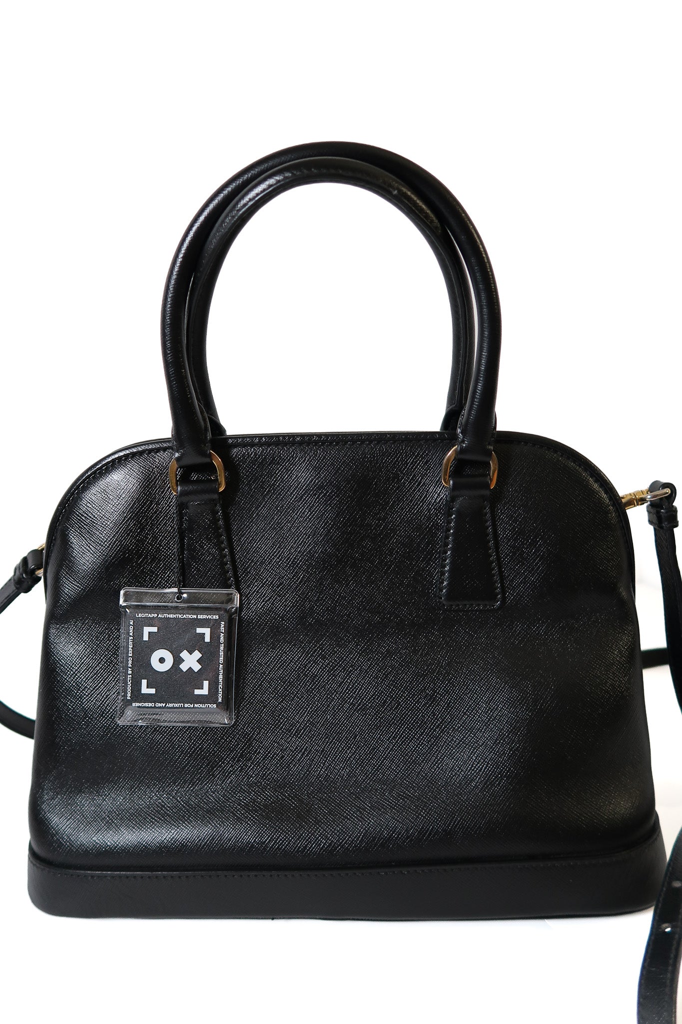 Prada Saffiano Lux Leather Promenade Vernice Dome Bag - additional view 12