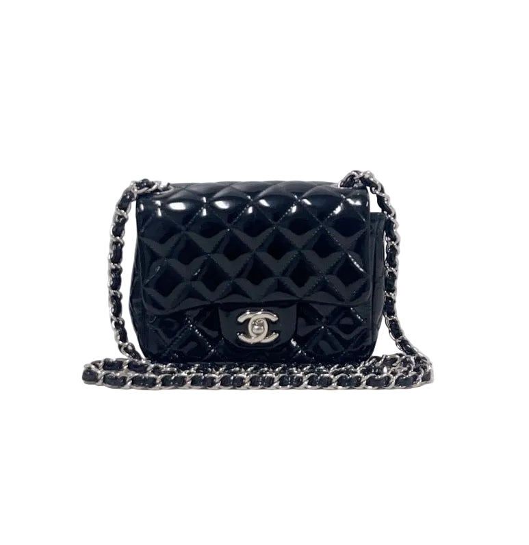 Chanel Black Patent Quilted Flap Bag