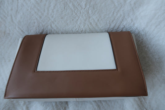 Celine Shiny Smooth Calfskin Medium Frame Shoulder Bag Tan Optic White