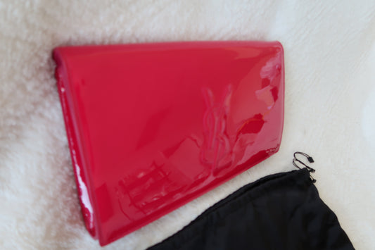 YSL PATENT PINK CLUTCH