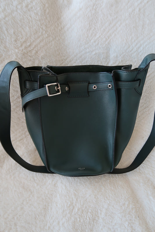 Celine Big Bag Bucket Lambskin Leather Bag - Forest Green