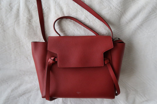 Celine Mini Belt Bag in Tomato Red Grained Leather