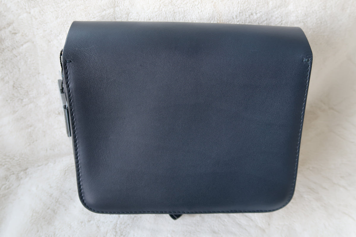 Burberry Burberry Bridle Square Satchel Leather Large Indigo Blue Navy