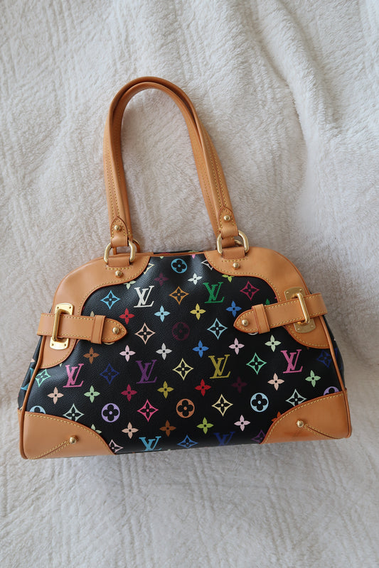 Louis Vuitton Monogram Multicolore Claudia Black Canvas Top Handle Bag