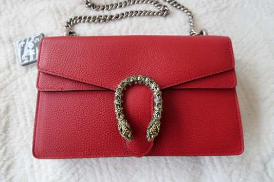 Gucci Dionysus Medium Leather Shoulder Bag Red