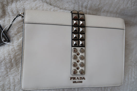 Prada Studded Calfskin Elektra Small Shoulder Bag