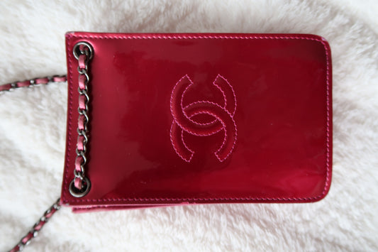 Chanel Patent CC Phone Holder Crossbody
