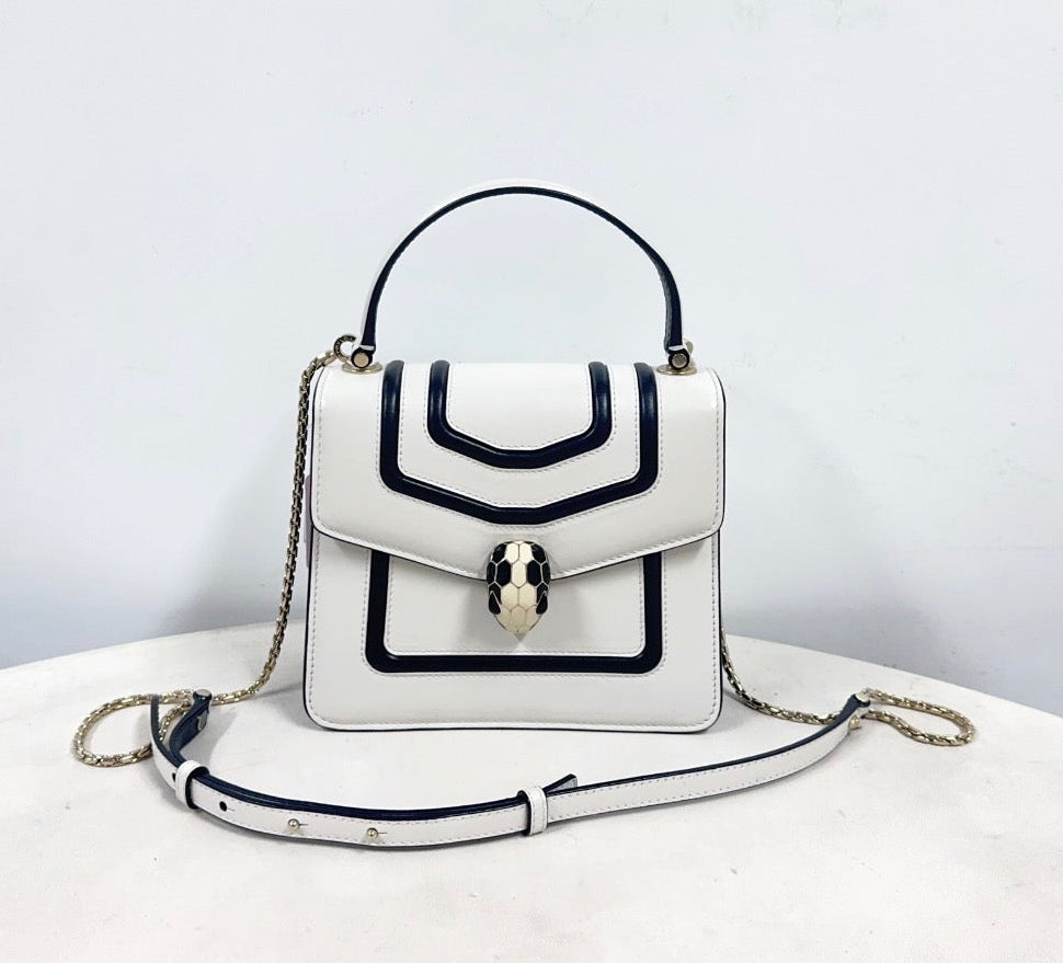 Bvlgari Serpenti Forever Top Handle Bag - Black and White