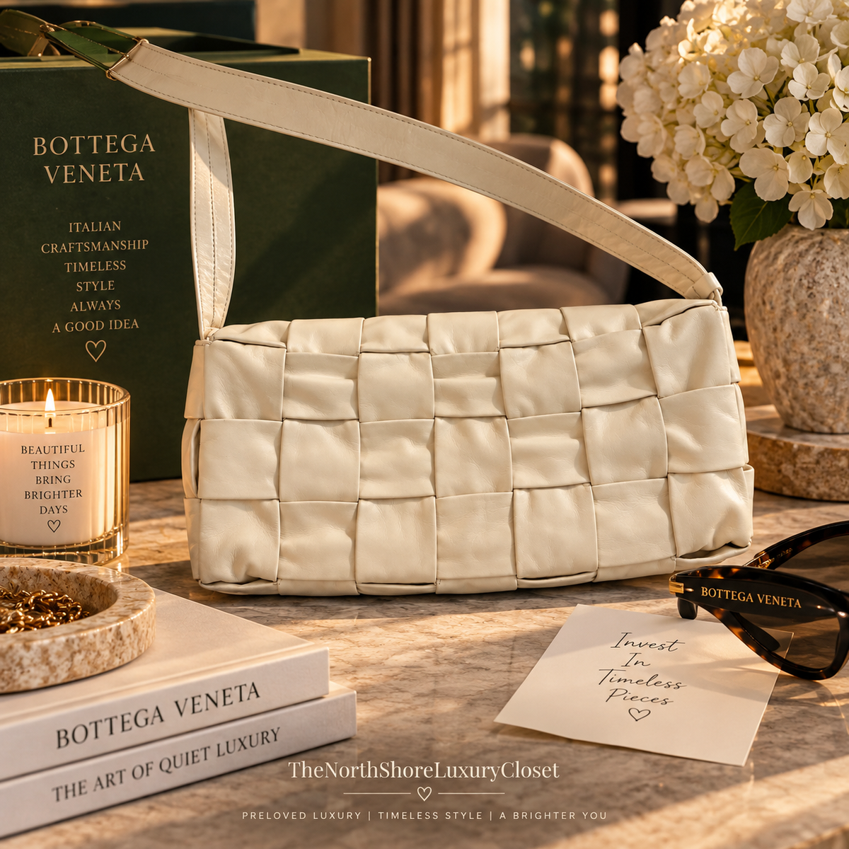 Bottega Veneta Padded Cassette Shoulder Bag – Ivory Leather