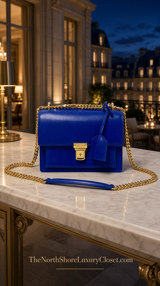 Yves Saint Laurent YSL High School Satchel bag in Royal Blue Smooth Calfskin Leather
