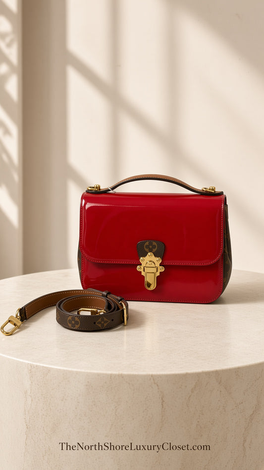 Louis Vuitton Cherrywood BB Scarlet Vernis Monogram Crossbody Bag With Strap