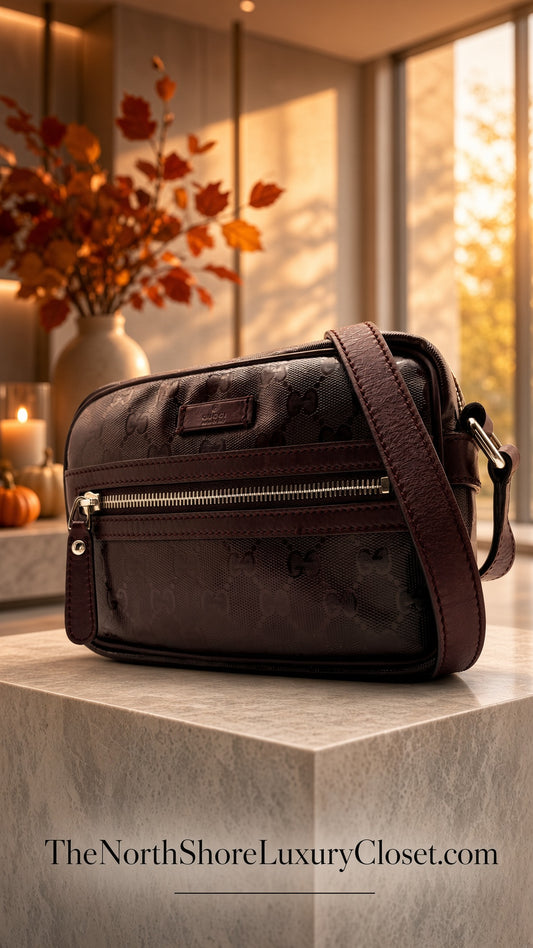 Gucci GG Imprime camera bag, shoulder bag, crossbody bag - Burgundy