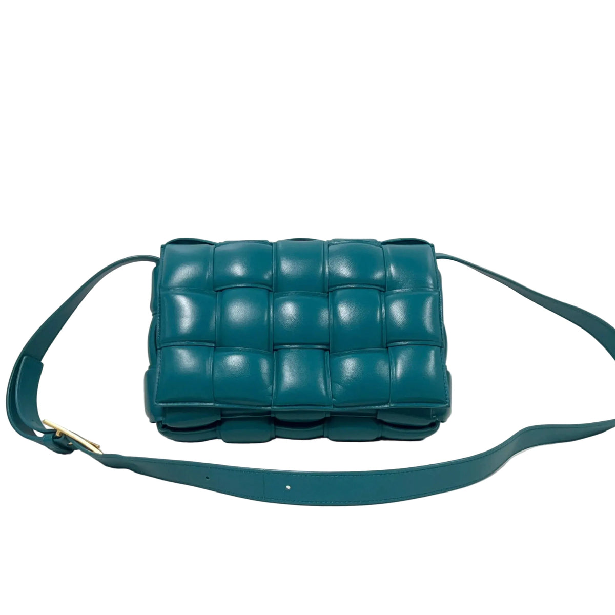 Bottega Veneta Teal Green Padded Leather Cassette Shoulder Bag