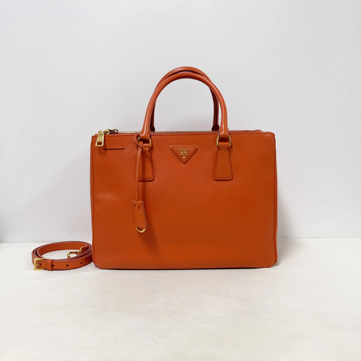 Prada Saffiano Leather Tote Orange