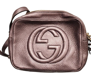 Gucci Soho Disco Metallic Rose Gold Leather Crossbody Bag