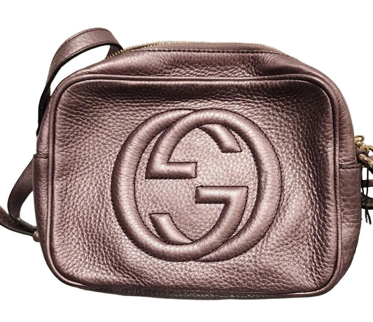 Gucci Soho Disco Metallic Rose Gold Leather Crossbody Bag