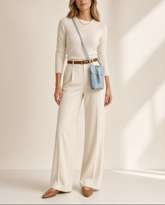 Loewe Elephant Pocket Leather Crossbody Bag – Light Blue Calfskin Leather