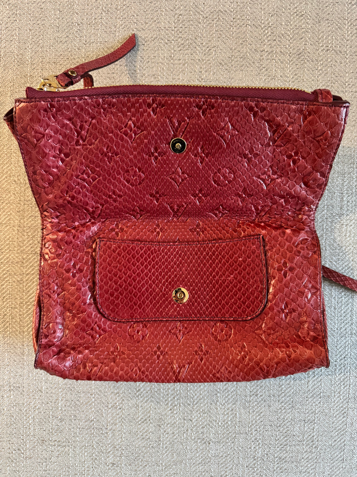 VERY RARE Louis Vuitton Pétillante Burgundy Exotic Python Clutch - Rare find Collector's Item