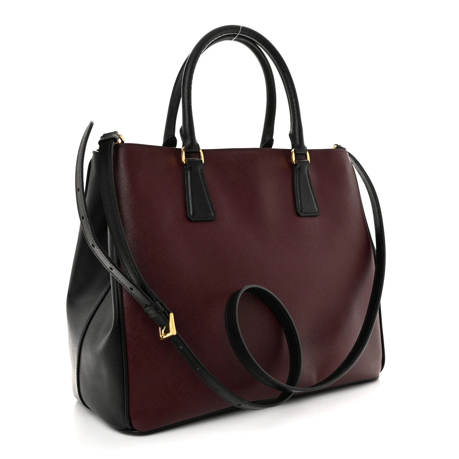 Prada Bibliothèque Saffiano Leather Tote – Bordeaux & Black - additional view 2