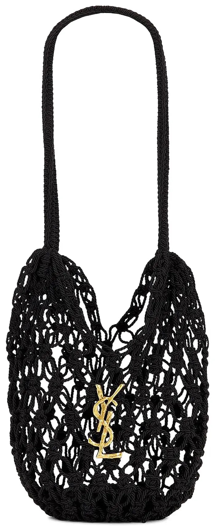 Saint Laurent Small Shopping Crochet Bag featuring gold-tone YSL logo hardware - additional view 3