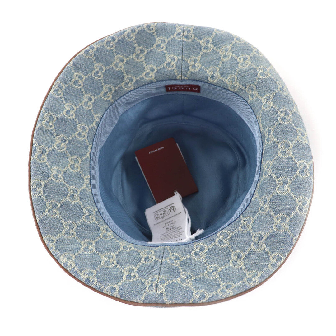 Gucci 2025 model 836220 Horsebit hardware leather GG pattern Bob denim hat - additional view 4