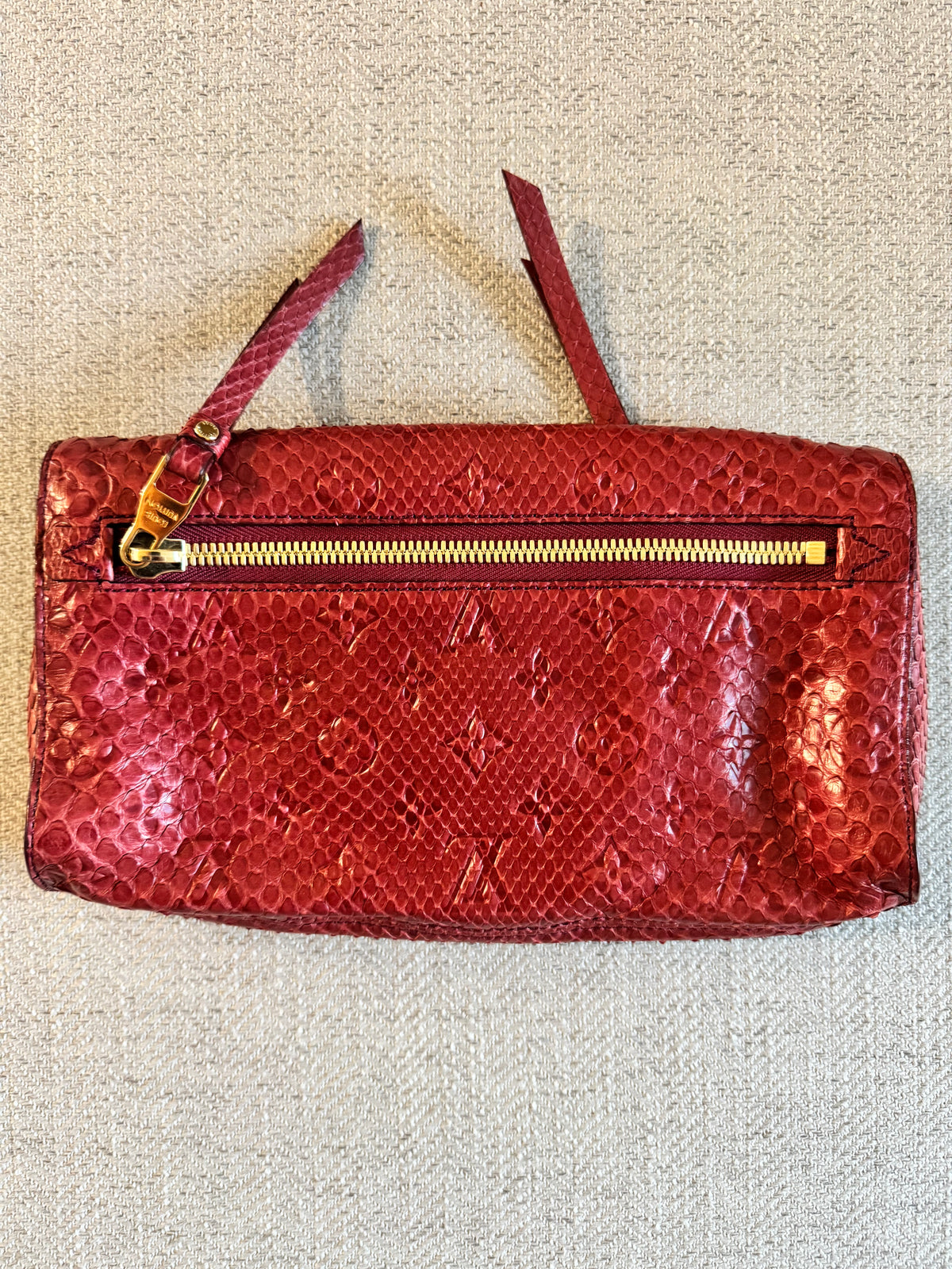 VERY RARE Louis Vuitton Pétillante Burgundy Exotic Python Clutch - Rare find Collector's Item