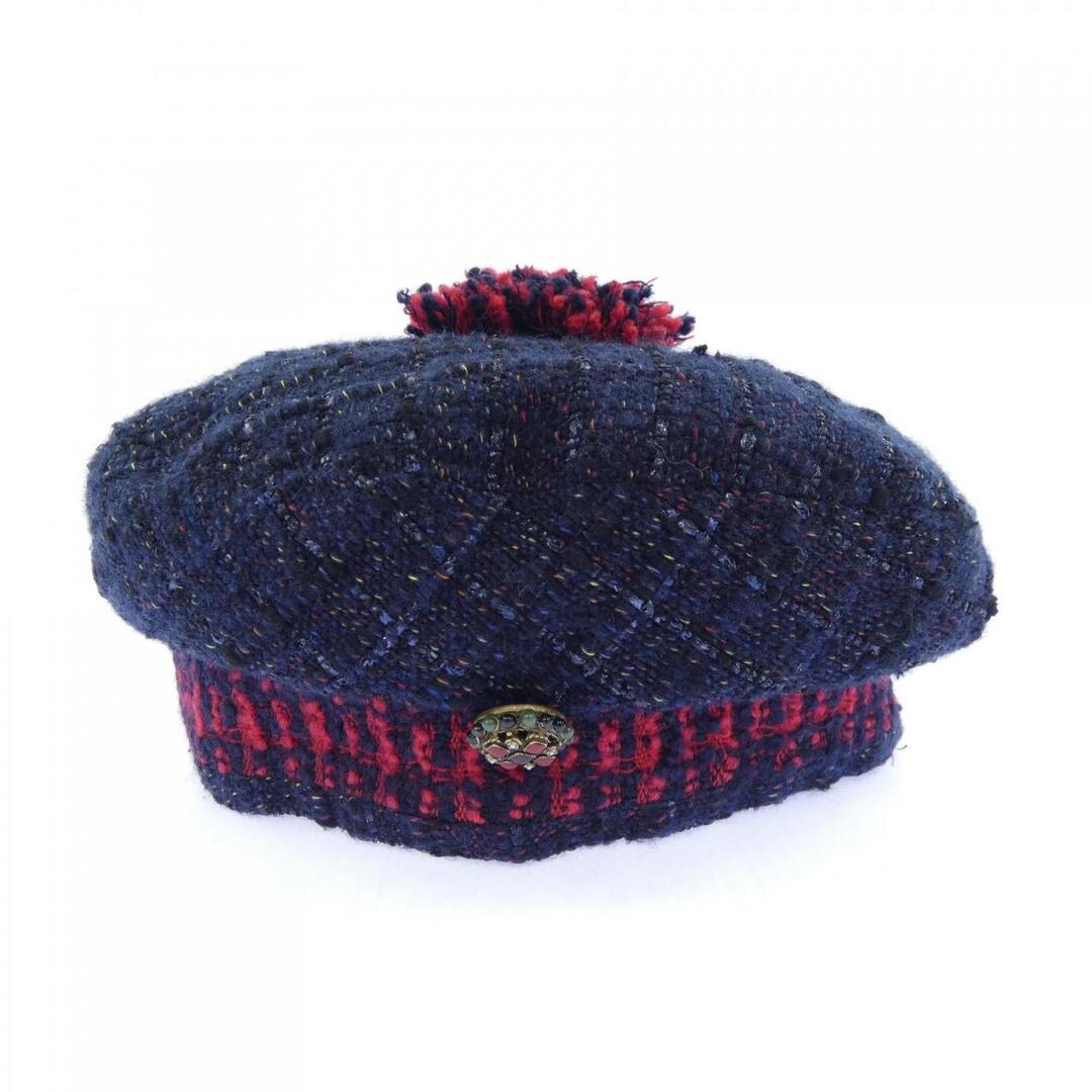 Chanel Tweed Hat with Pom Pom