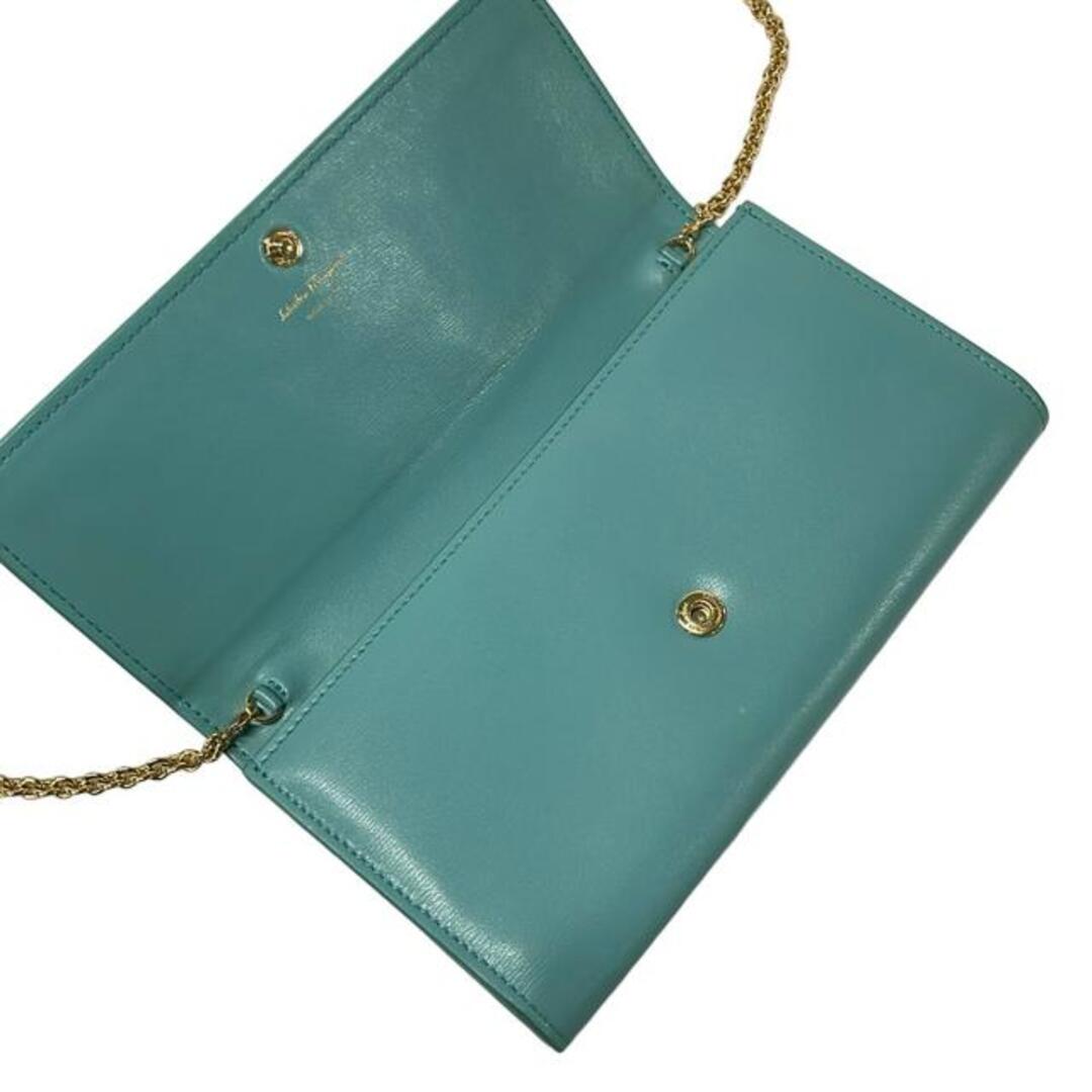 Salvatore Ferragamo Wallet on Chain Ganchocity Teal Light Green Calfskin Leather - additional view 5