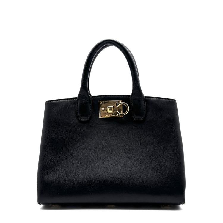 Ferragamo Studio Box Black Mini Leather Top-Handle Bag - additional view 4