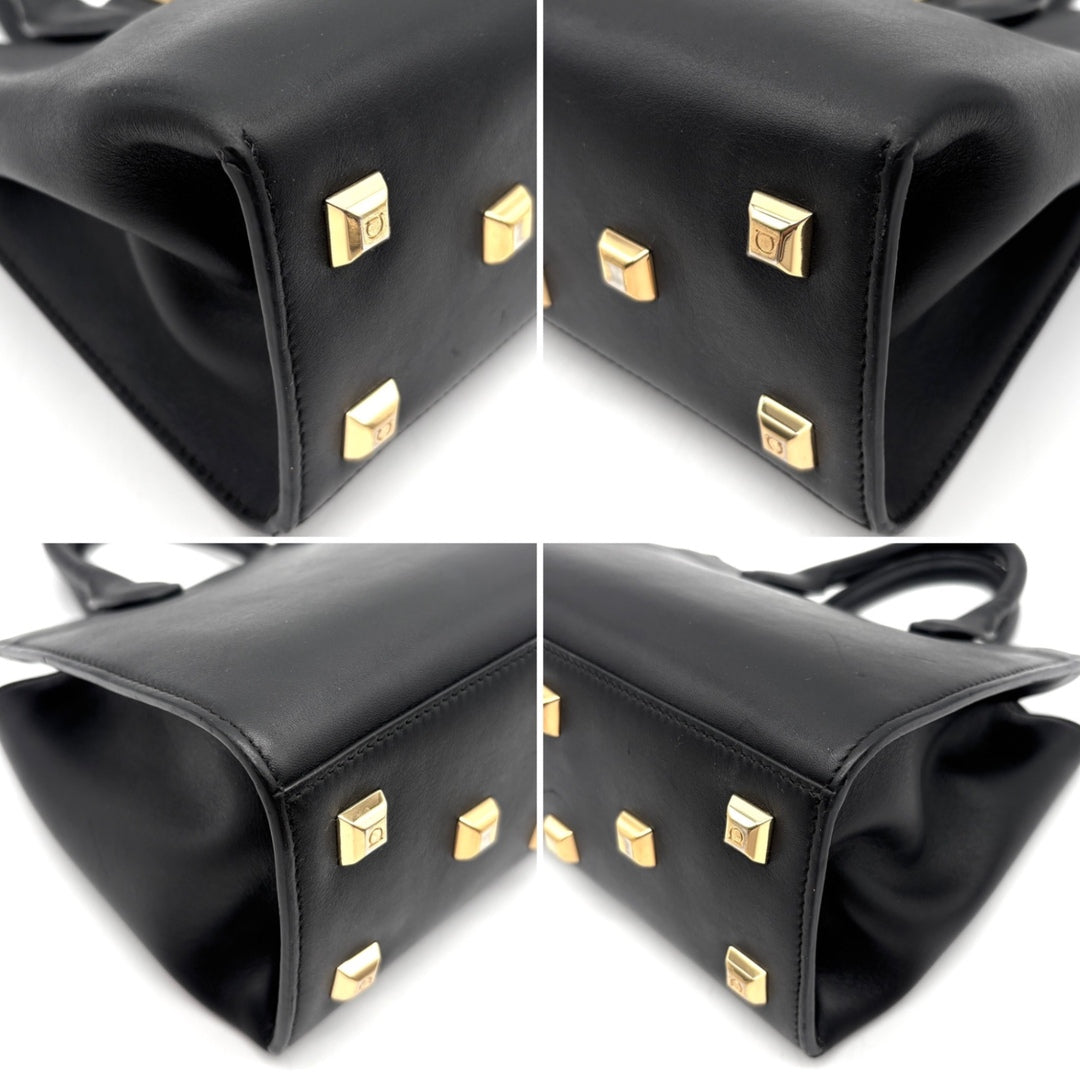 Ferragamo Studio Box Black Mini Leather Top-Handle Bag - additional view 8