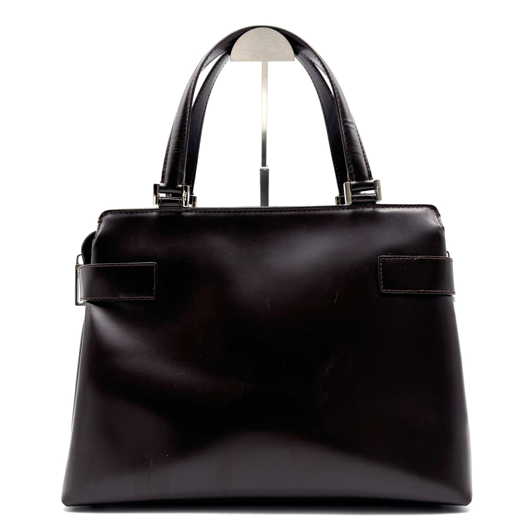 Salvatore Ferragamo Brown Top Handle Tote Brown With Crossbody Strap