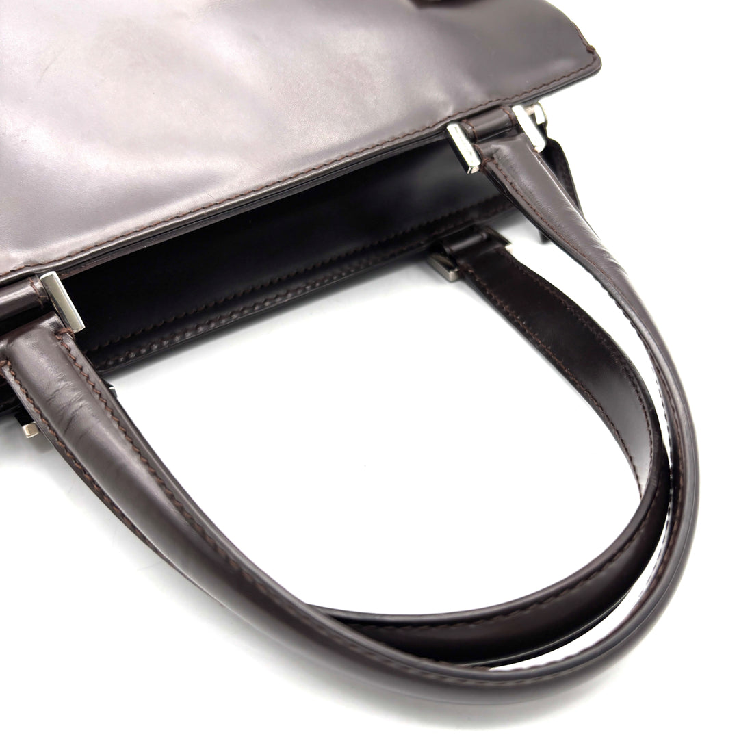Salvatore Ferragamo Brown Top Handle Tote Brown With Crossbody Strap