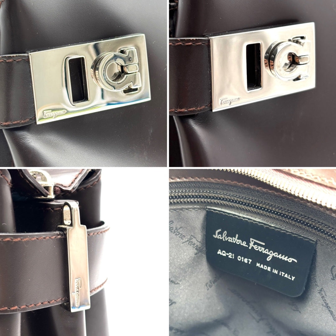 Salvatore Ferragamo Brown Top Handle Tote Brown With Crossbody Strap