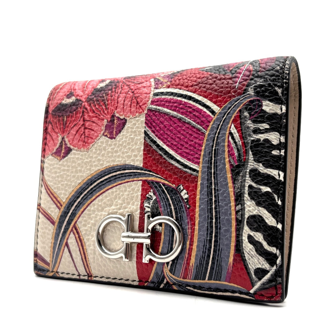 Salvatore Ferragamo Multicolor Printed Gancini Compact Wallet