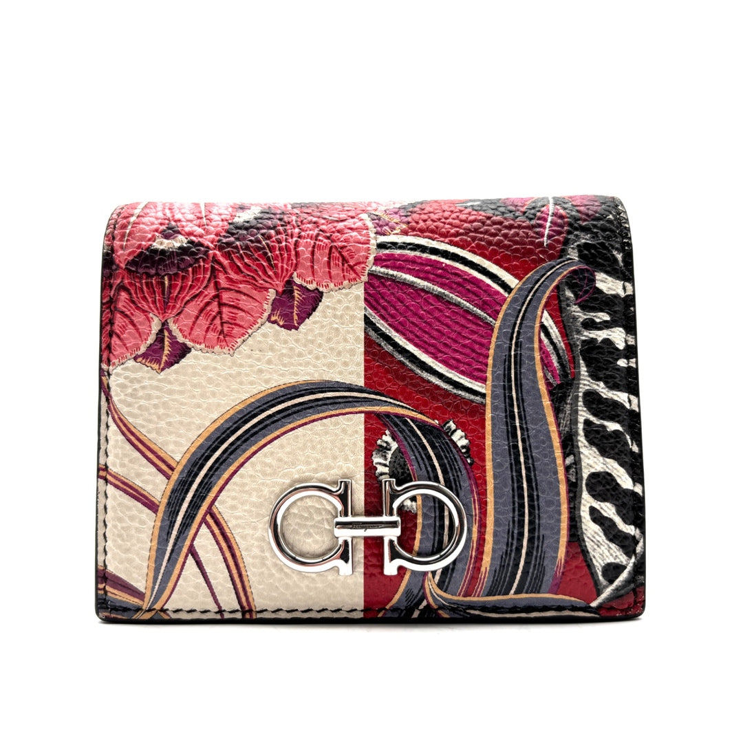 Salvatore Ferragamo Multicolor Printed Gancini Compact Wallet
