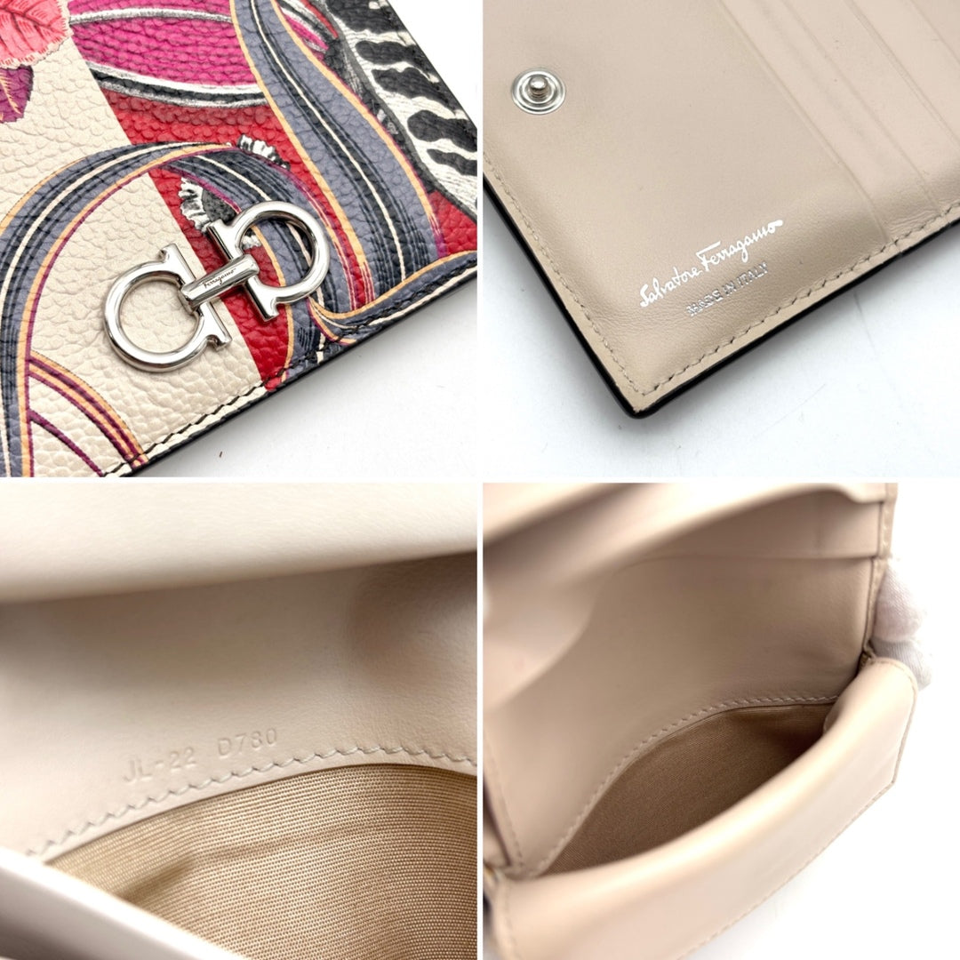 Salvatore Ferragamo Multicolor Printed Gancini Compact Wallet