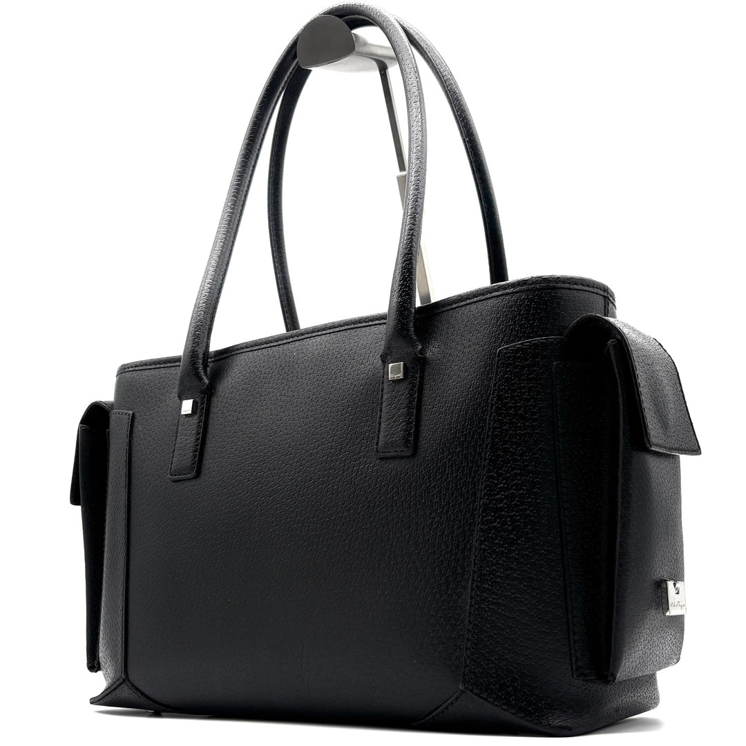 Ferragamo Vintage Leather Black Tote with Side Pockets - additional view 2