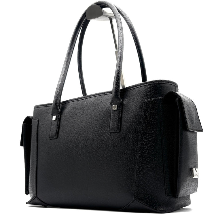 Ferragamo Vintage Leather Black Tote with Side Pockets - additional view 2