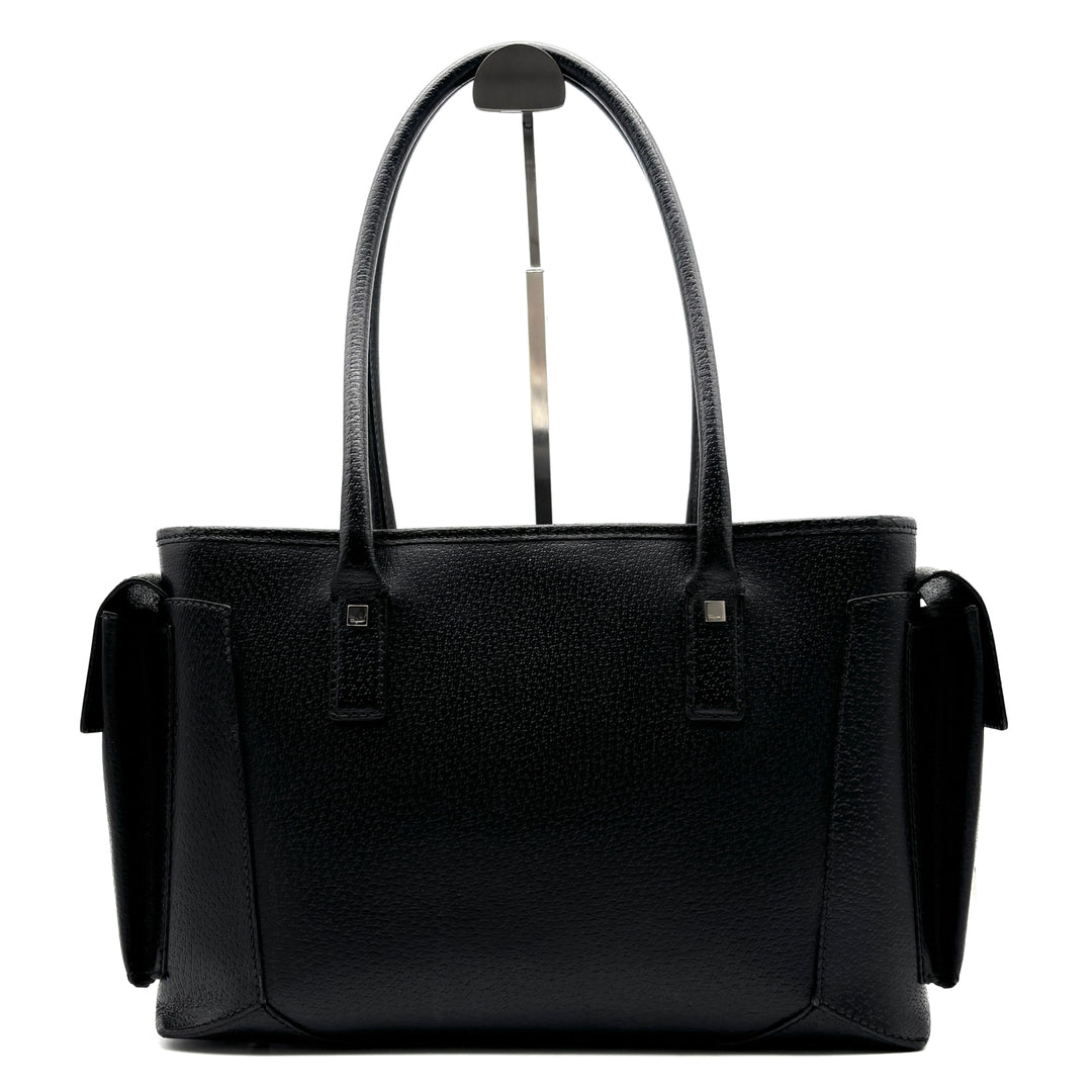 Ferragamo Vintage Leather Black Tote with Side Pockets - additional view 3