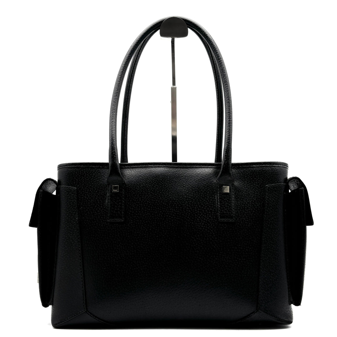 Ferragamo Vintage Leather Black Tote with Side Pockets - additional view 4