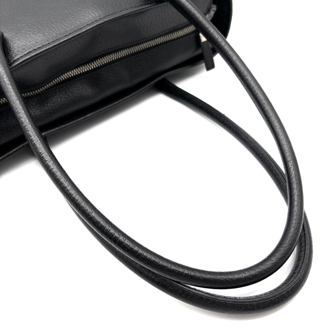 Ferragamo Vintage Leather Black Tote with Side Pockets - additional view 6