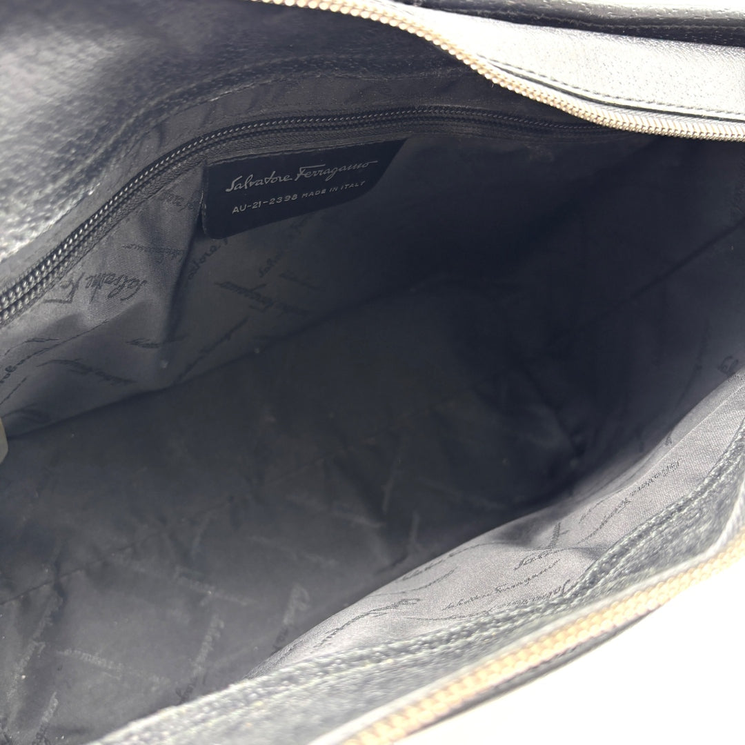 Ferragamo Vintage Leather Black Tote with Side Pockets - additional view 9