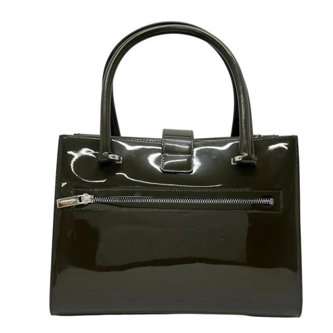 Salvatore Ferragamo Juliette Patent Leather Dark Olive Green Tote Bag - additional view 5